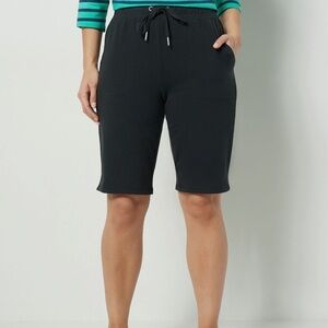 Sports Savvy Women's Black Drawstring Bermuda Shorts Sz L New